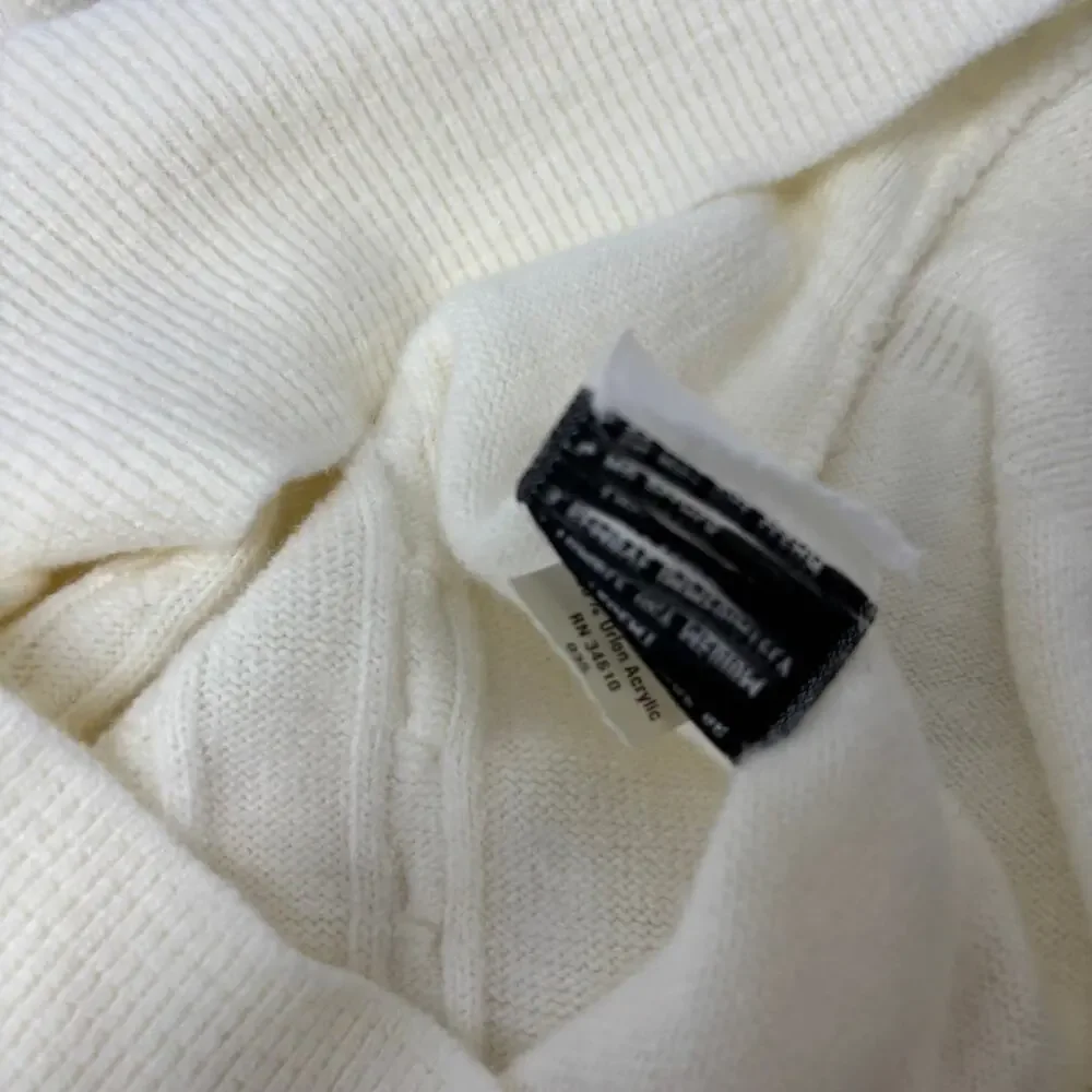 Vintage IZOD Lacoste Mens Large Ivory White Cable Knit V-neck Vest